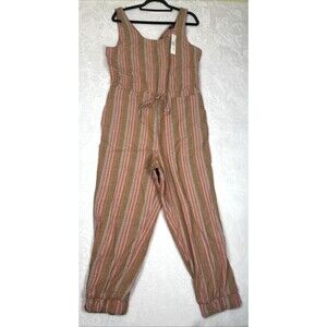 DREW Anthropologie Jumpsuit Sleeveless Salmon Brown Turquoise Size Medium NEW